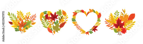 Autumn Foliage Decorative Border Frame Element Vector Set