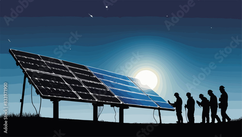 Eco-friendly solar panels vector illustration