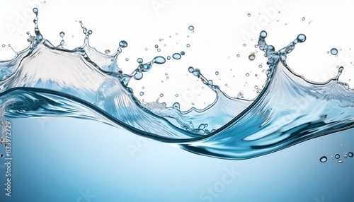 water splashes and drops isolated on transparent background abstract background with blue water wave
