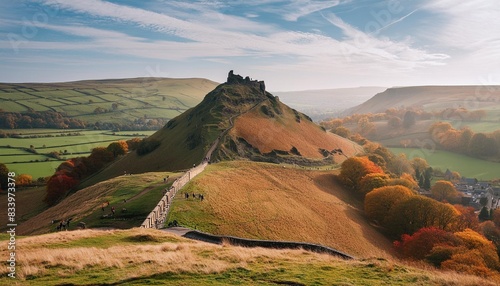 stunning landscape image of chrome hill in peak district national park in uk during beautiful autumn day photo