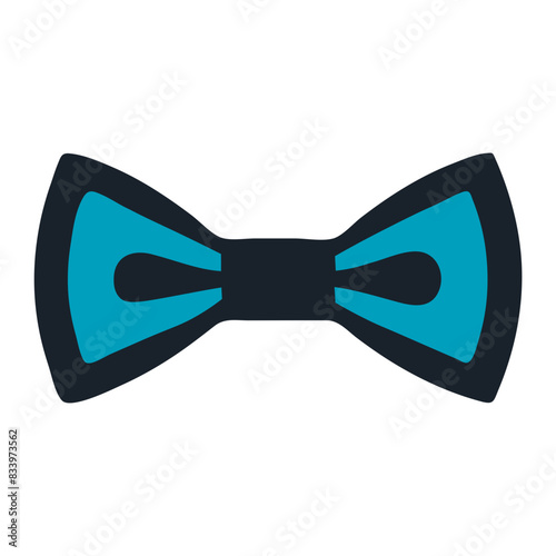 A black and teal blue bow tie