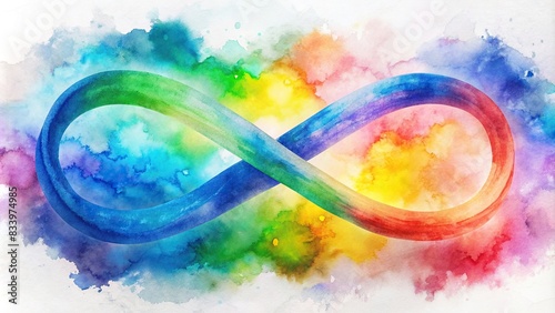 Vibrant watercolor background featuring the autism infinity rainbow symbol , neurodiversity, acceptance, autism, infinity symbol, rainbow, colorful, vibrant, watercolor, spectrum photo