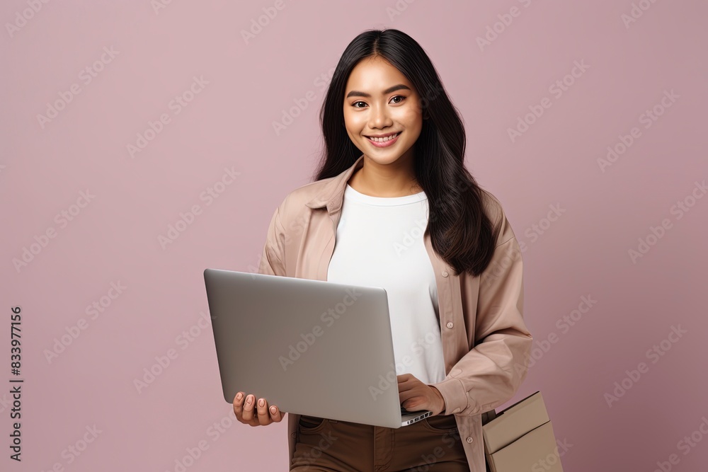 business woman with laptop, generative ai business woman with laptop, generative ai