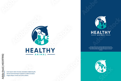 pet care  animal hospital  veterinarian  logo design illustration.