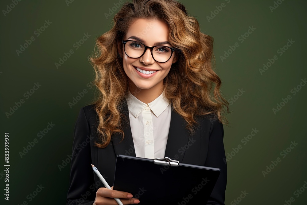 business woman with laptop, generative ai
