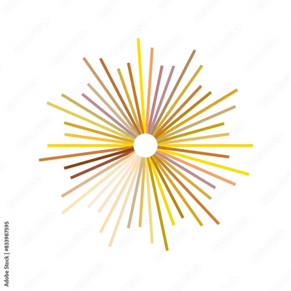 An abstract transparent retro golden art deco sunburst shape design element. An abstract transparent retro golden art deco sunburst shape design element.