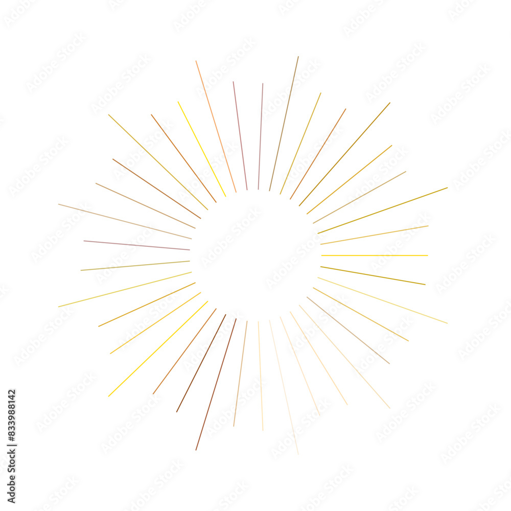 An abstract transparent retro golden art deco sunburst shape design element. An abstract transparent retro golden art deco sunburst shape design element.