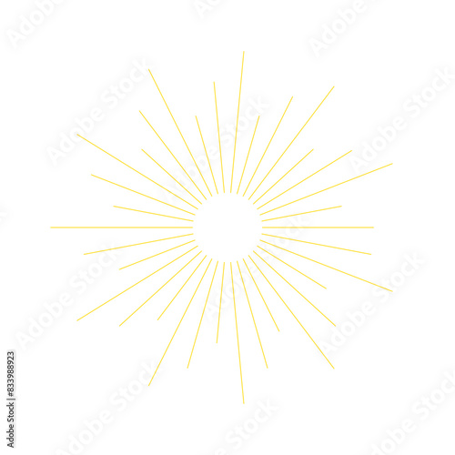 An abstract transparent retro golden art deco sunburst shape design element.