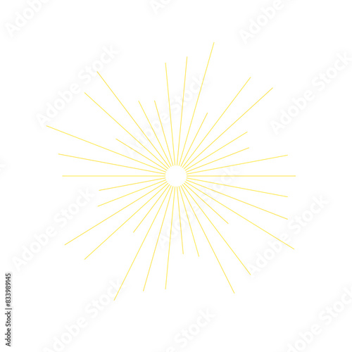 An abstract transparent retro golden art deco sunburst shape design element.