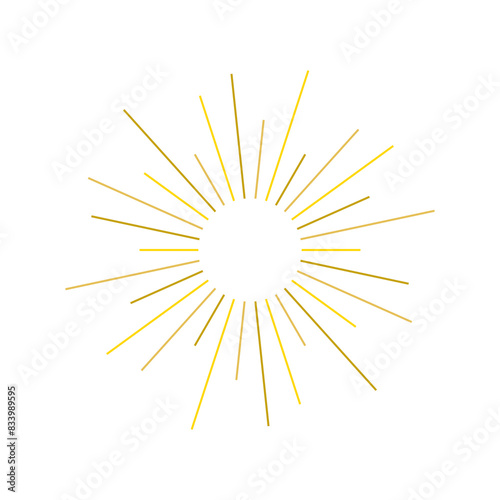 An abstract transparent retro golden art deco sunburst shape design element.