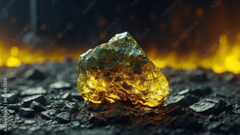 Radioactive Uranium Ore in CloseUp A Glimpse into the Powerful World of Nuclear Energy. Radioactive Uranium Ore in CloseUp A Glimpse into the Powerful World of Nuclear Energy.