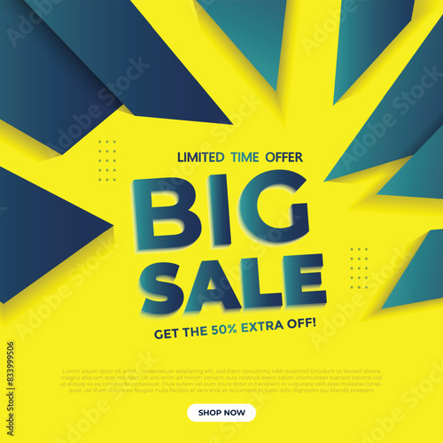 Big sale banner. Special offer price label design. Product discount festival tag design. Super Sale promotion banner template. Flat sale Vector