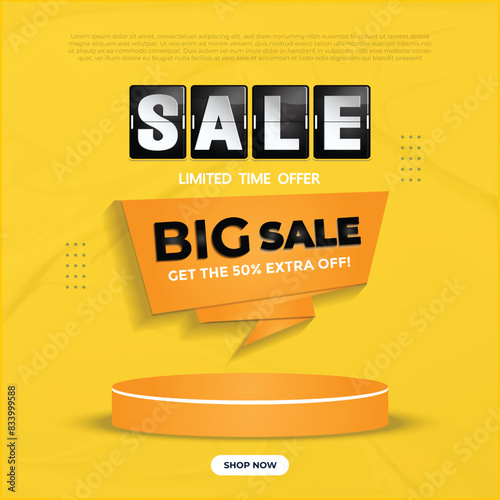 Big sale banner. Special offer price label design. Product discount festival tag design. Super Sale promotion banner template. Flat sale Vector