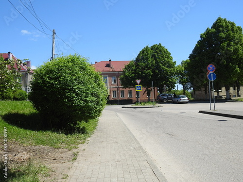 street in the town of pravdinsk, russia, former fridland, east prussia photo