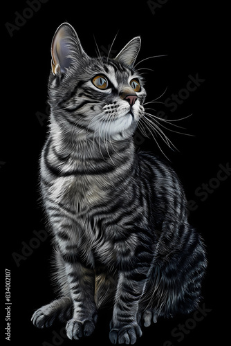 American Wirehair cat (Colored Pencil) - Developed in America, this breed has a unique wiry coat and is known for being affectionate and loyal  photo