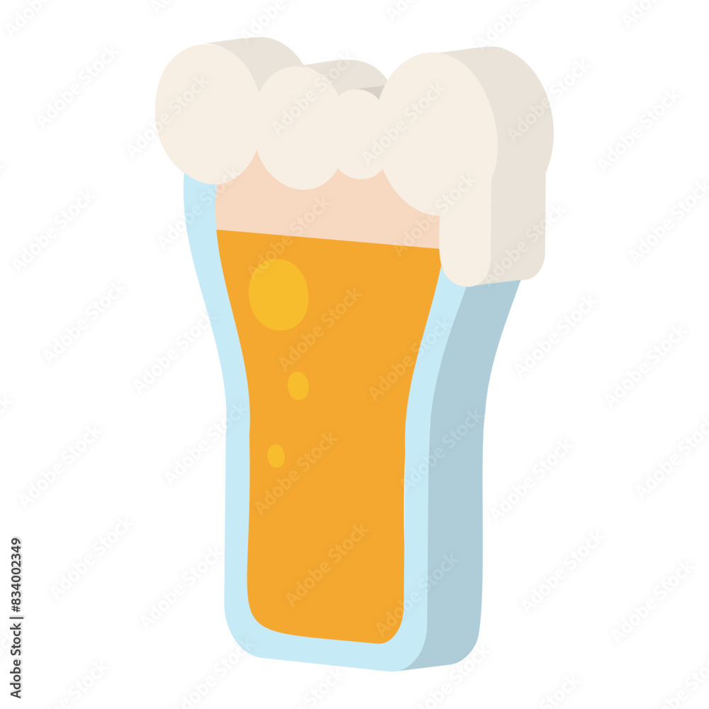 3D Beer glass icon Flat design Vector 3D Beer glass icon Flat design Vector