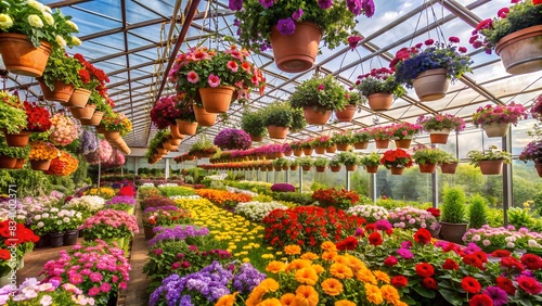 flowers in a greenhouse
