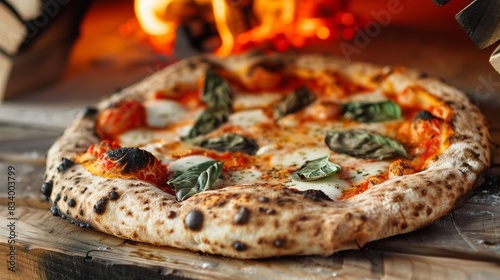 Pizza in Italy is cooked in an oven that burns wood.