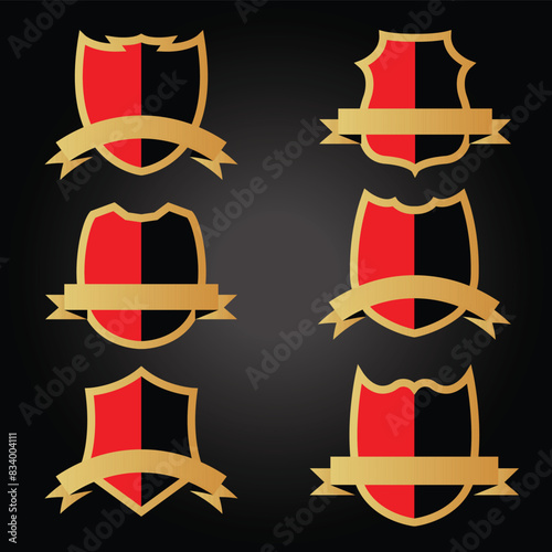 set of shields and ribbons