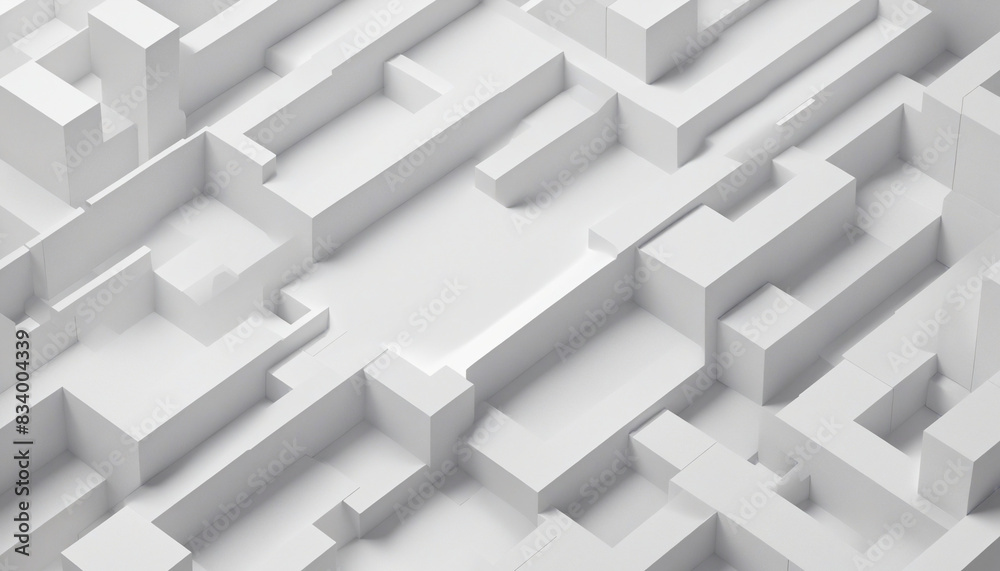 Minimalist white geometric abstract design with precise 3D rendering and negative space balance Minimalist white geometric abstract design with precise 3D rendering and negative space balance