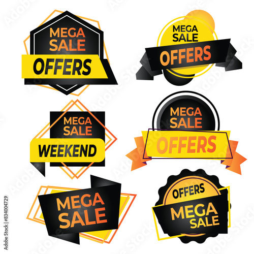 Sale tags collection, mega sale banner set.