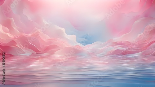 Abstract Blue Pink Fabric Waves in Soft Lighting Generative AI