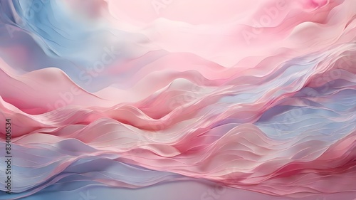 Abstract Blue Pink Fabric Waves in Soft Lighting Generative AI