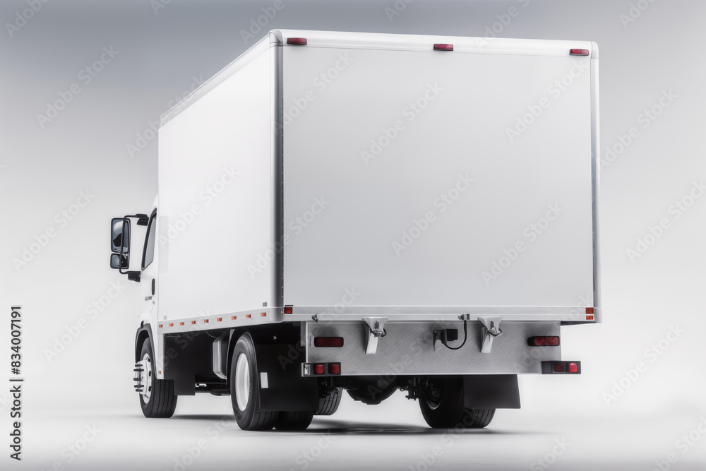 A clean white truck on white background, one object A clean white truck on white background, one object