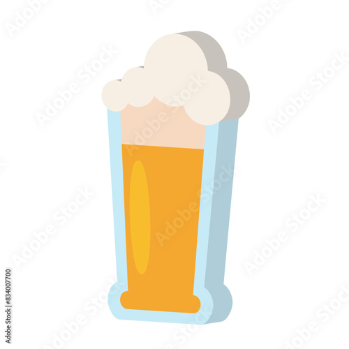3D Beer glass icon Flat design Vector