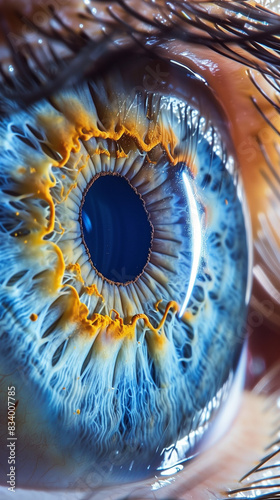 blue eye close up  intense gaze  created with generative AI technology