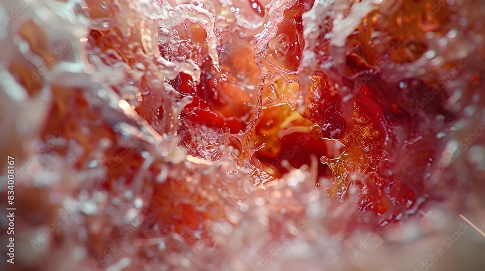 Obraz premium Intricate of the Stomach s Digestive Mechanics with Vibrant Gastric Folds and Fluids