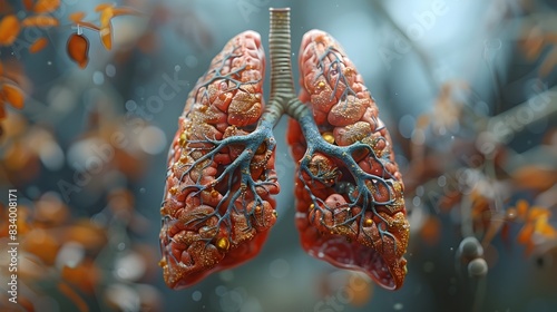 Intricate Respiratory System Intimate Bronchiole and Alveoli Visualization photo