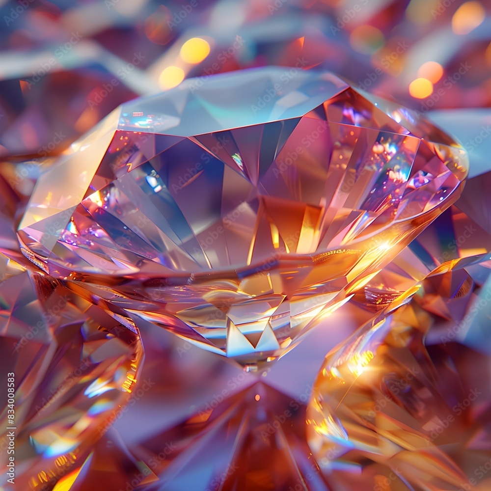 Mesmerizing Macro View of a Brilliantly Faceted Jewel with Radiant Refractions and Shimmering Colorful Details Mesmerizing Macro View of a Brilliantly Faceted Jewel with Radiant Refractions and Shimmering Colorful Details