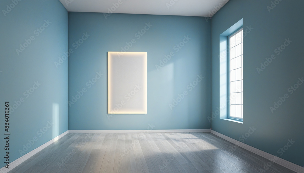 3D abstract minimalist room with bright light streaming through a window 3D abstract minimalist room with bright light streaming through a window
