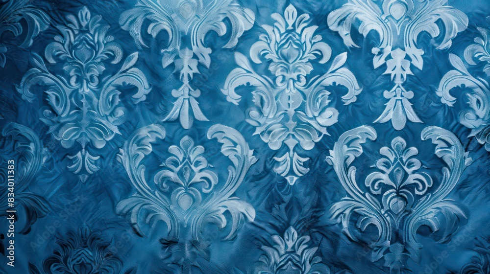Azure wallpaper with damask pattern background
