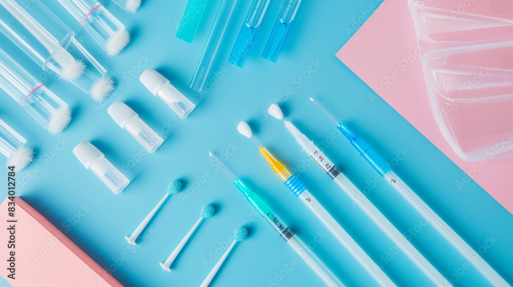 An artistic arrangement of COVID-19 test kits and swabs laid out on a surface, COVID-19 test kits, hd, with copy space An artistic arrangement of COVID-19 test kits and swabs laid out on a surface, COVID-19 test kits, hd, with copy space