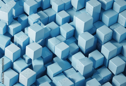 Modern geometric design featuring a three-dimensional blue cube background with a simple and minimalistic concept
