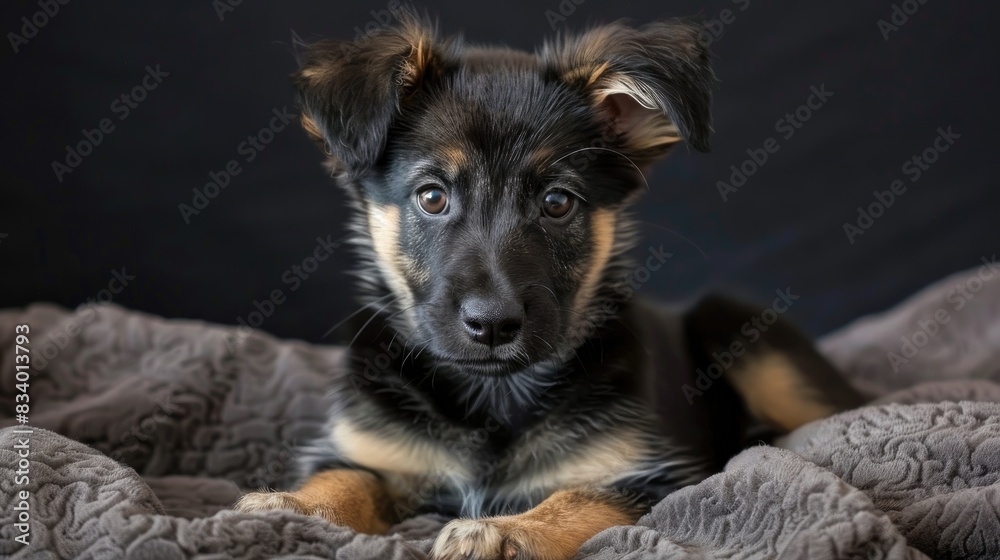 3 month old mixed shepherd puppy posing for a picture 3 month old mixed shepherd puppy posing for a picture