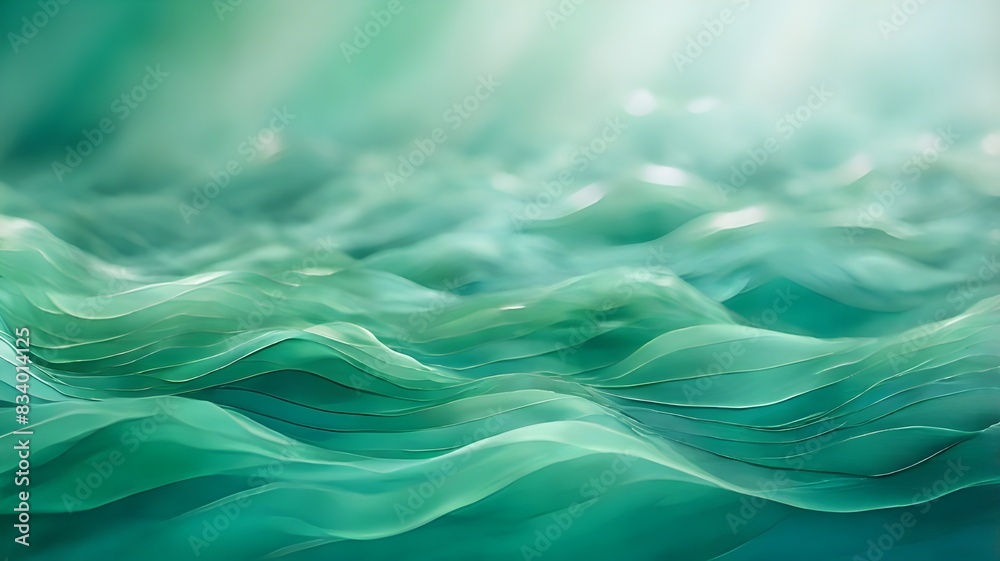 Fototapeta premium Abstract Green Fabric Waves in Soft Light Generative AI