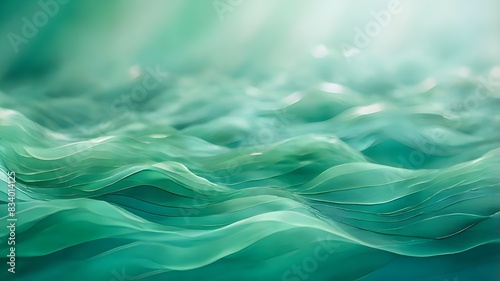 Abstract Green Fabric Waves in Soft Light Generative AI