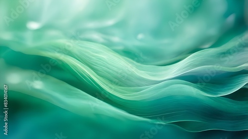 Abstract Green Fabric Waves in Soft Light Generative AI