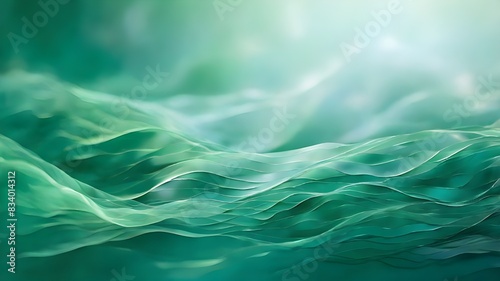 Abstract Green Fabric Waves in Soft Light Generative AI