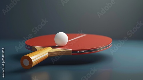 3D vector of a table tennis racket and ball. 