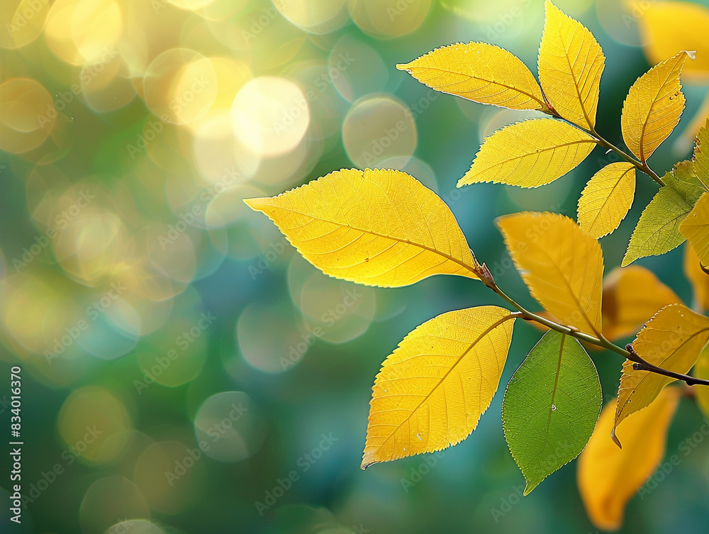 Sunlit Green Leaves with Bokeh Background Sunlit Green Leaves with Bokeh Background