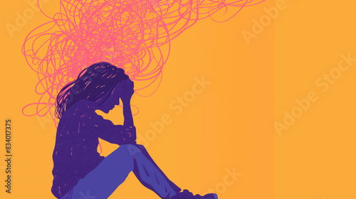 Concept of loneliness in the form of a silhouette of a person. Symbol of expectation and thoughtfulness.