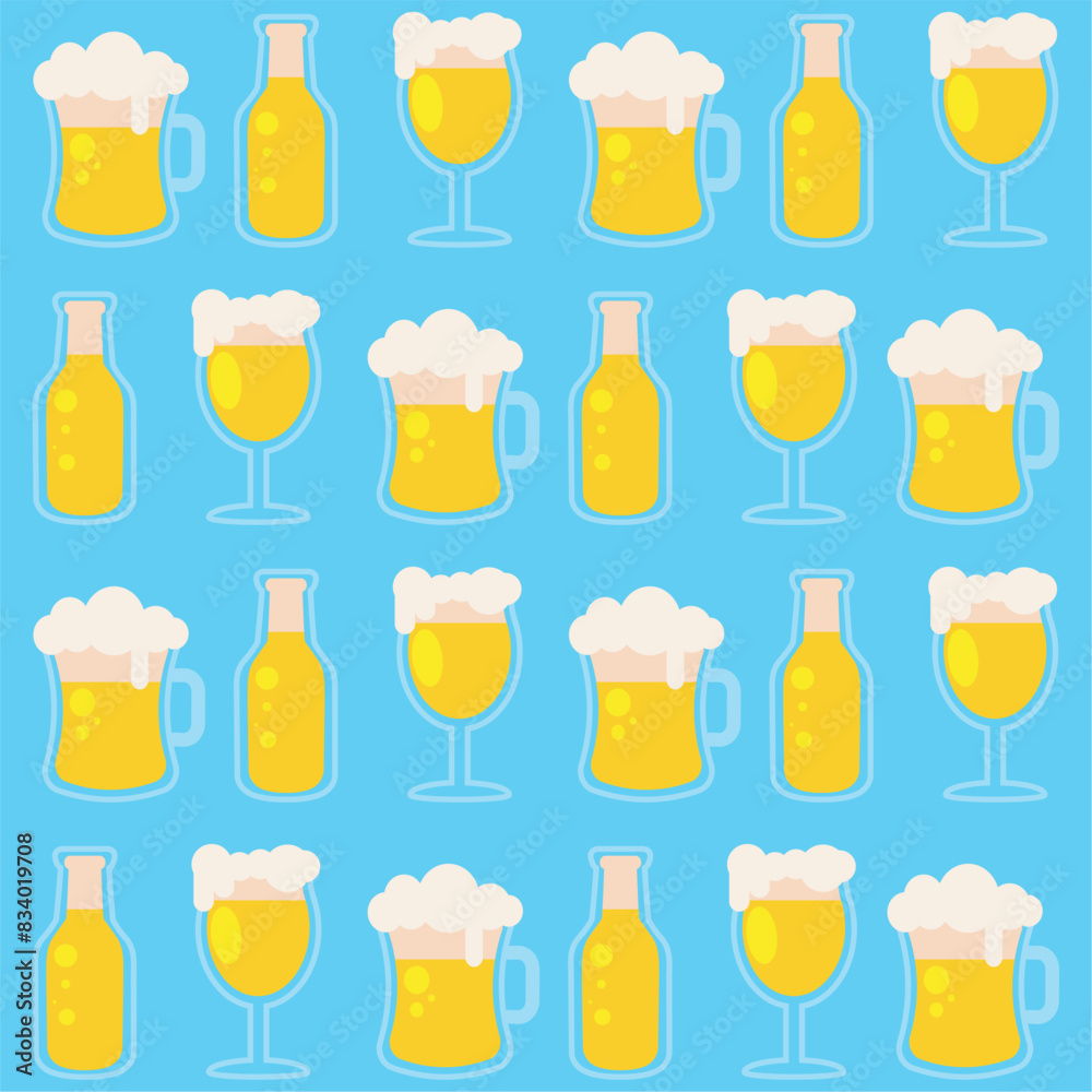 Beer glass icons Pattern background Vector Beer glass icons Pattern background Vector