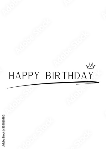 Happy Birthday Text with crown  photo