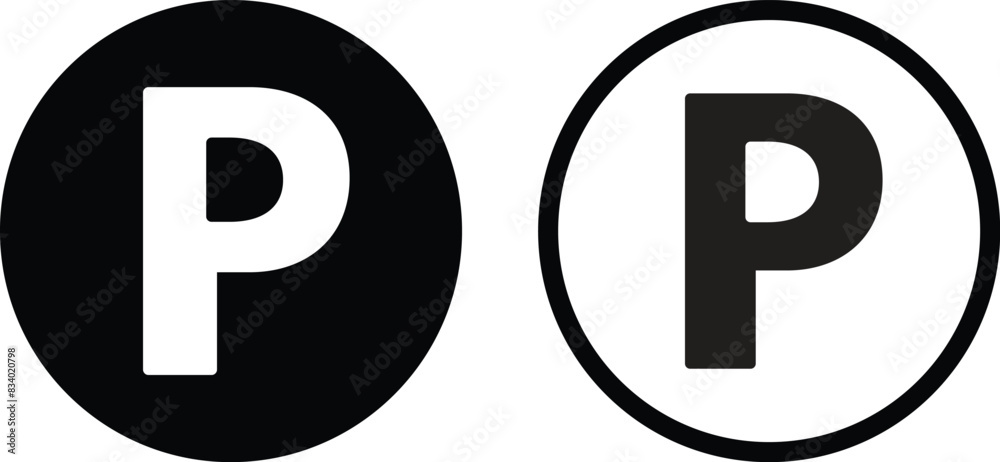 Parking icon set in two styles isolated on white background . Parking public icon vector Parking icon set in two styles isolated on white background . Parking public icon vector