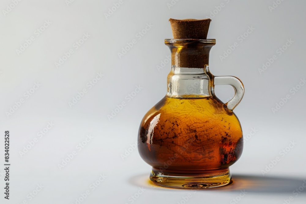 bottle of myrrh oil on plain white background from Generative AI