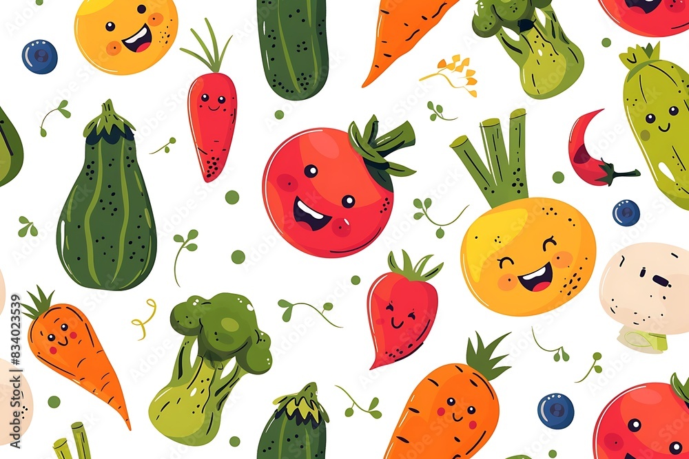 Abstract cartoon cute vegetables seamless pattern background Abstract cartoon cute vegetables seamless pattern background